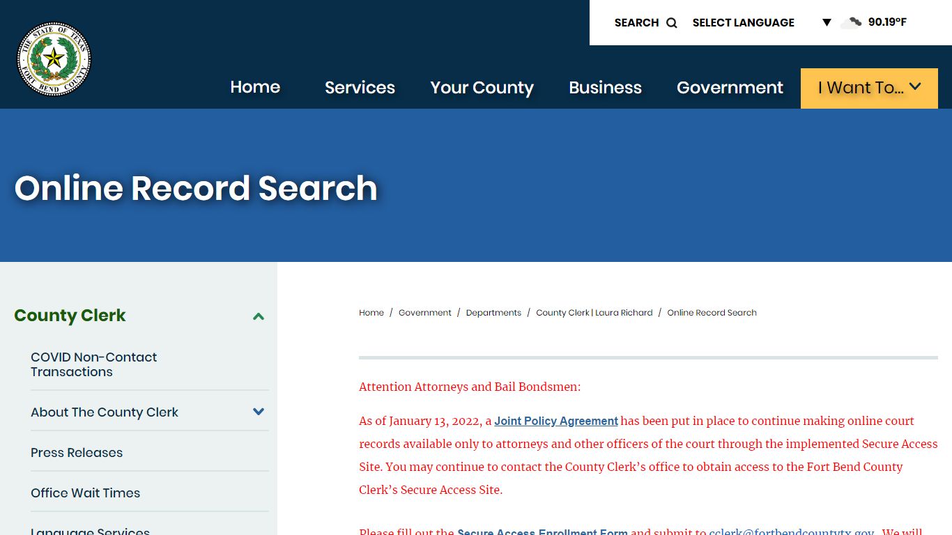 Online Record Search | Fort Bend County